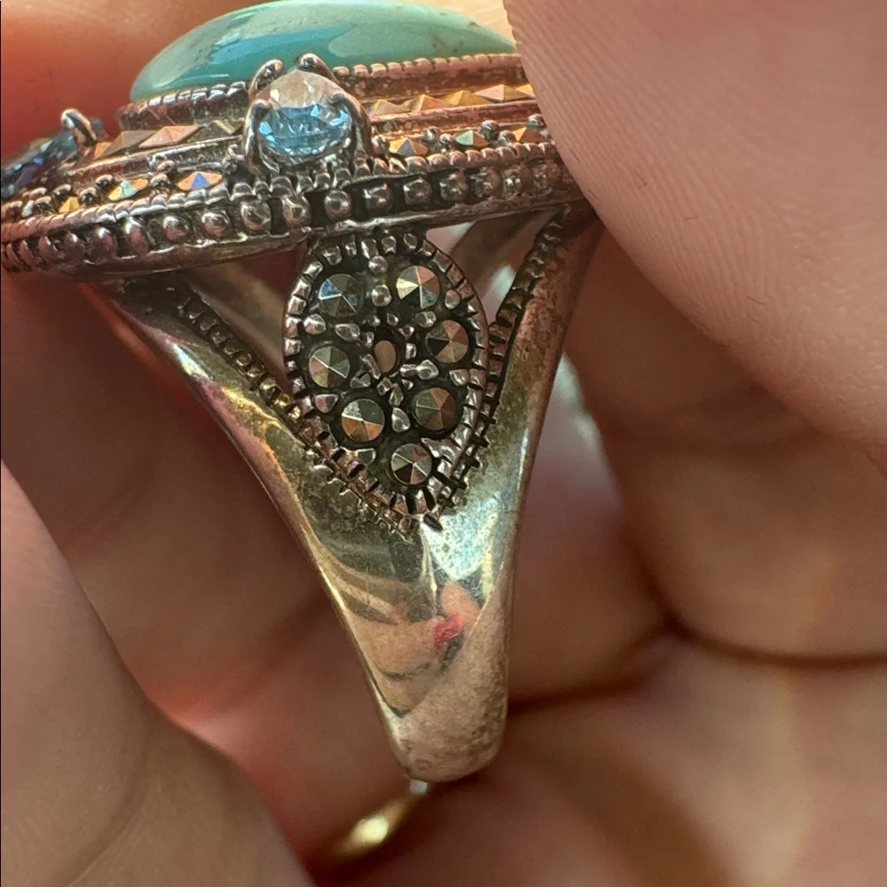 Turquoise 925 and Silver Statement Ring